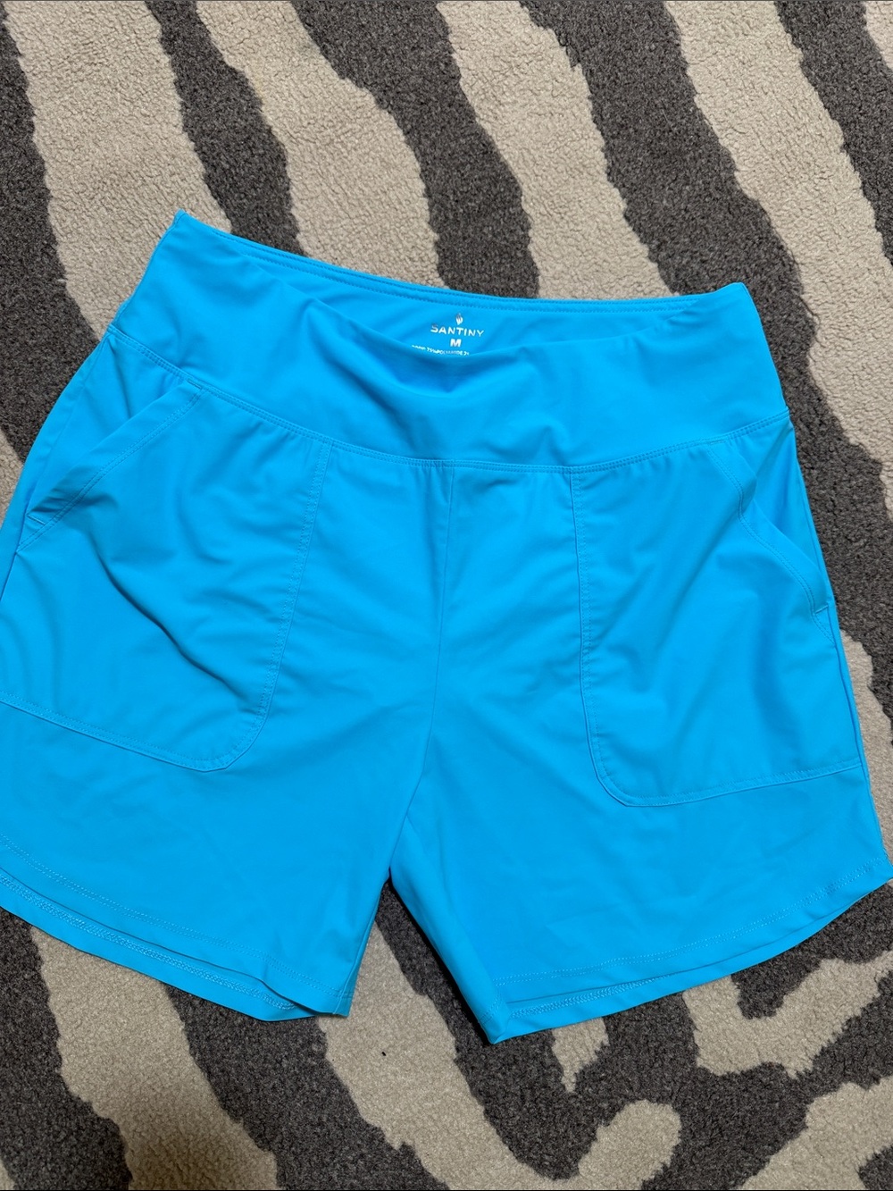Santiny Women's Turquoise Athletic Shorts with Pockets